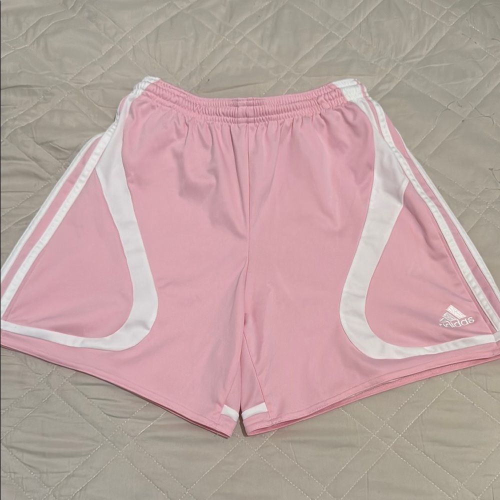 Adidas Pink and White Athletic Shorts Lightweight Design